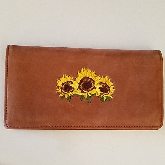 checks Accessories - New leather embroidered sunflower checkbook wallet checks Accessories - New leather embroidered sunflower checkbook wallet